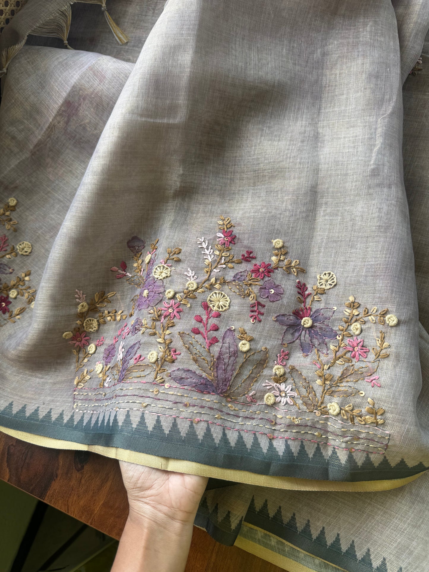 Premium Tissue Linen Sarees - Lavender