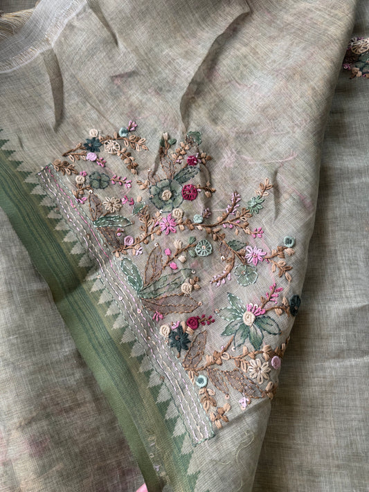 Premium Tissue Linen Sarees - Green