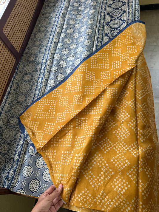 Pure Handloom Tussar Silk Saree - Yellow