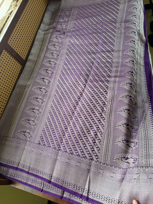 Soft Semi Silk Metallic Saree - Cadbury Violet