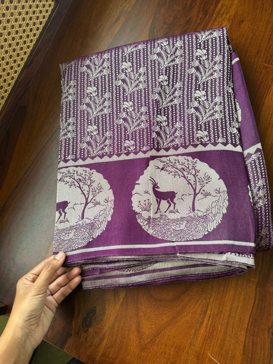Soft Semi Silk Deer Saree - Warm Violet