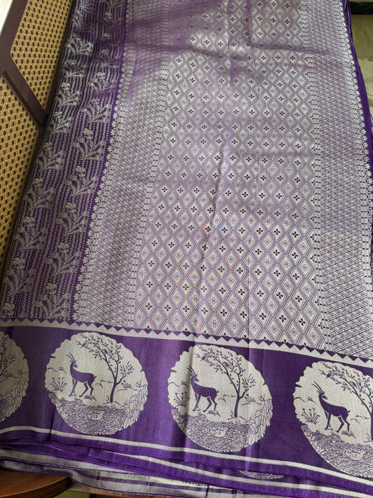 Soft Semi Silk Deer Saree - Cadbury Violet