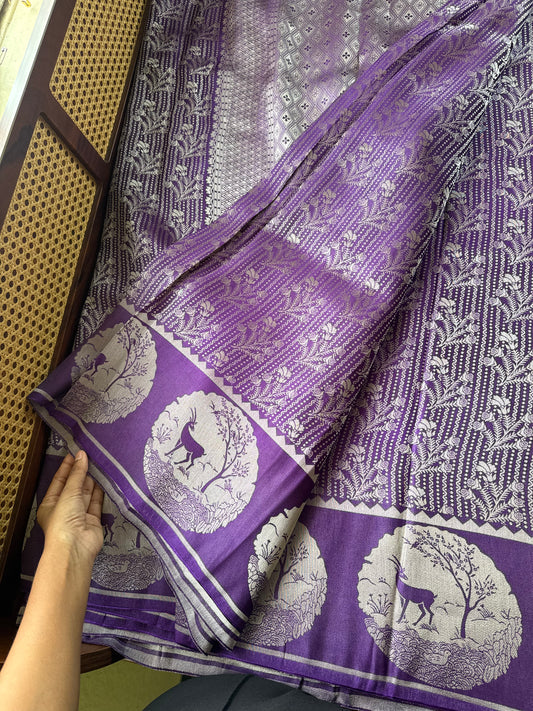 Soft Semi Silk Deer Saree - Cadbury Violet