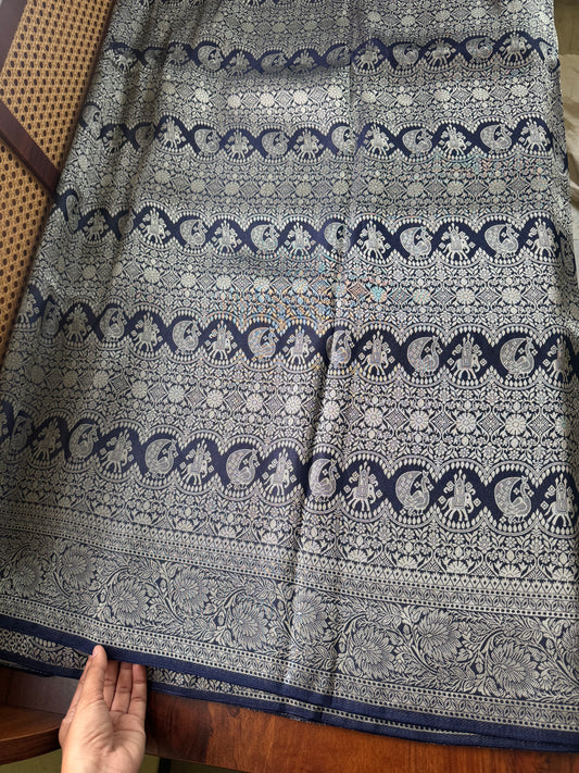 Soft Semi Silk Saree - Navy Blue