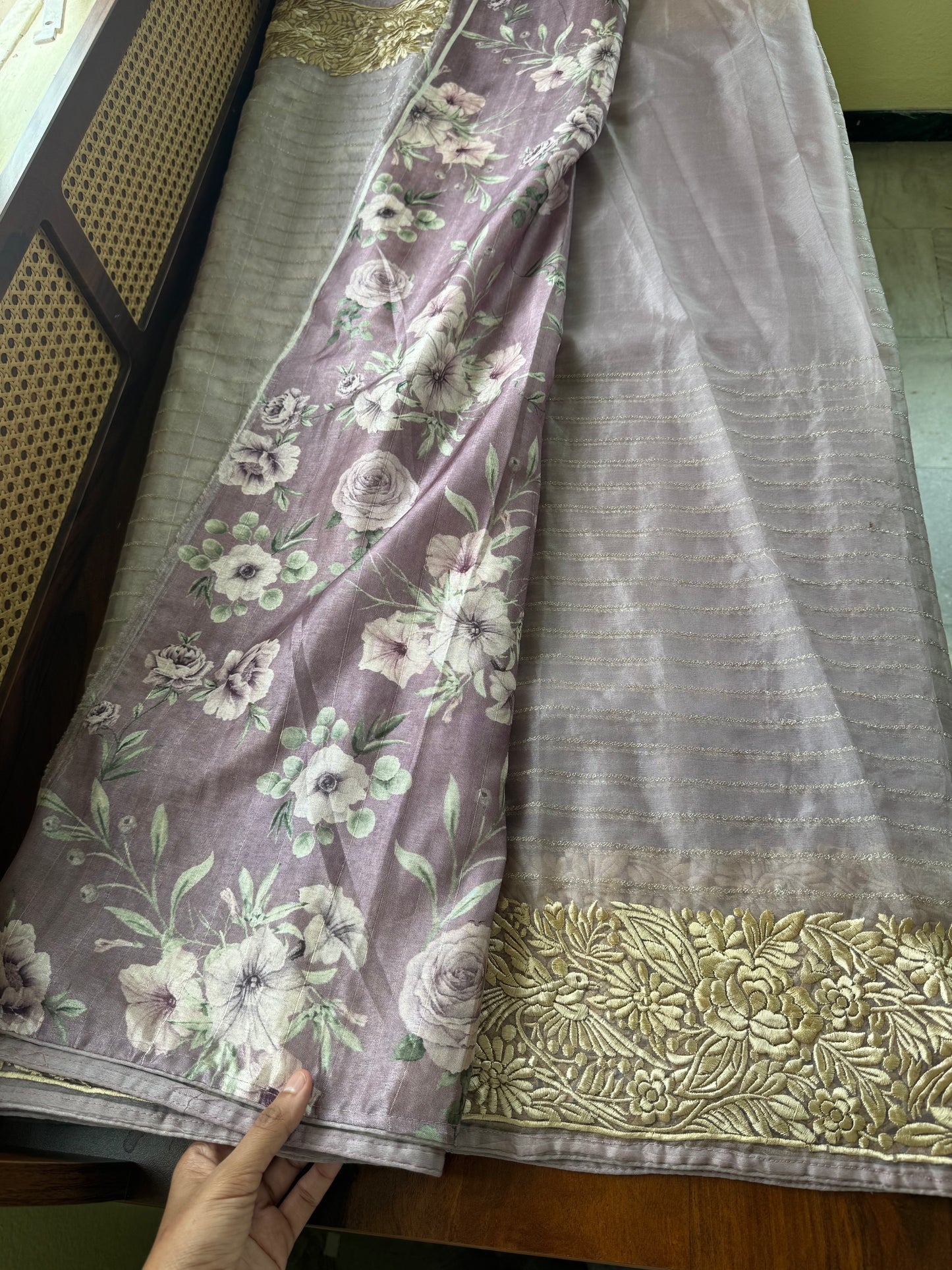 Delicate Tissue Organza Saree - Lavender