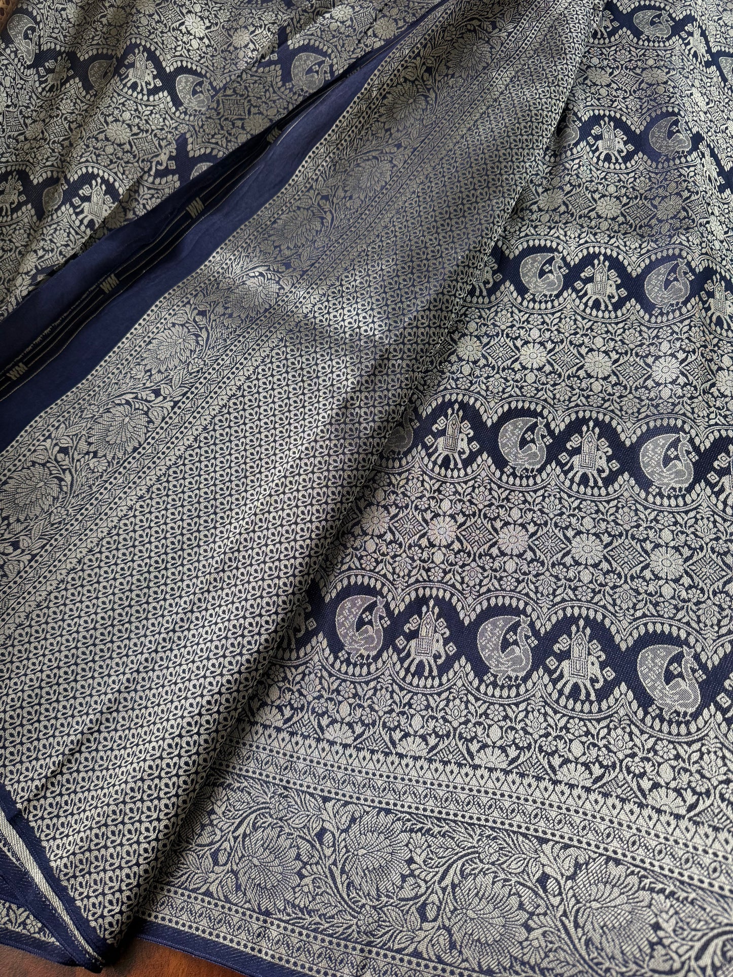 Soft Semi Silk Saree - Navy Blue