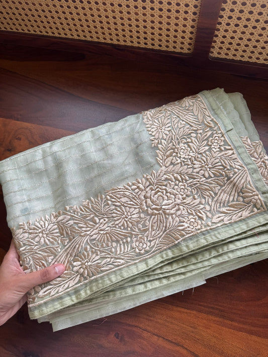 Delicate Tissue Organza Saree - Pastel Green