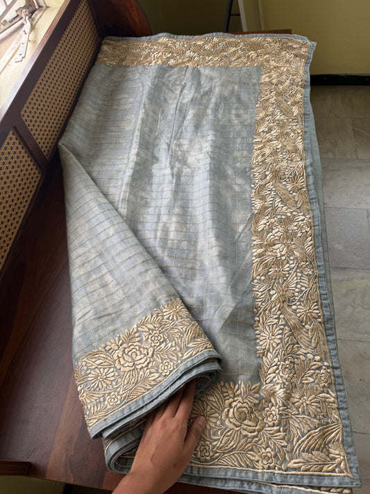 Delicate Tissue Organza Saree - Pastel Blue