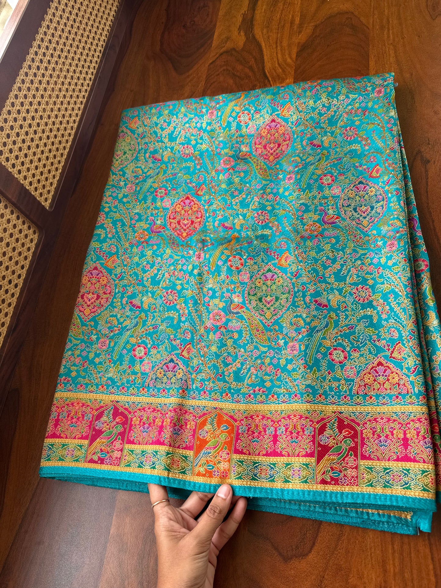 Luxe Pashmina Style Semi Silk Saree - Blue