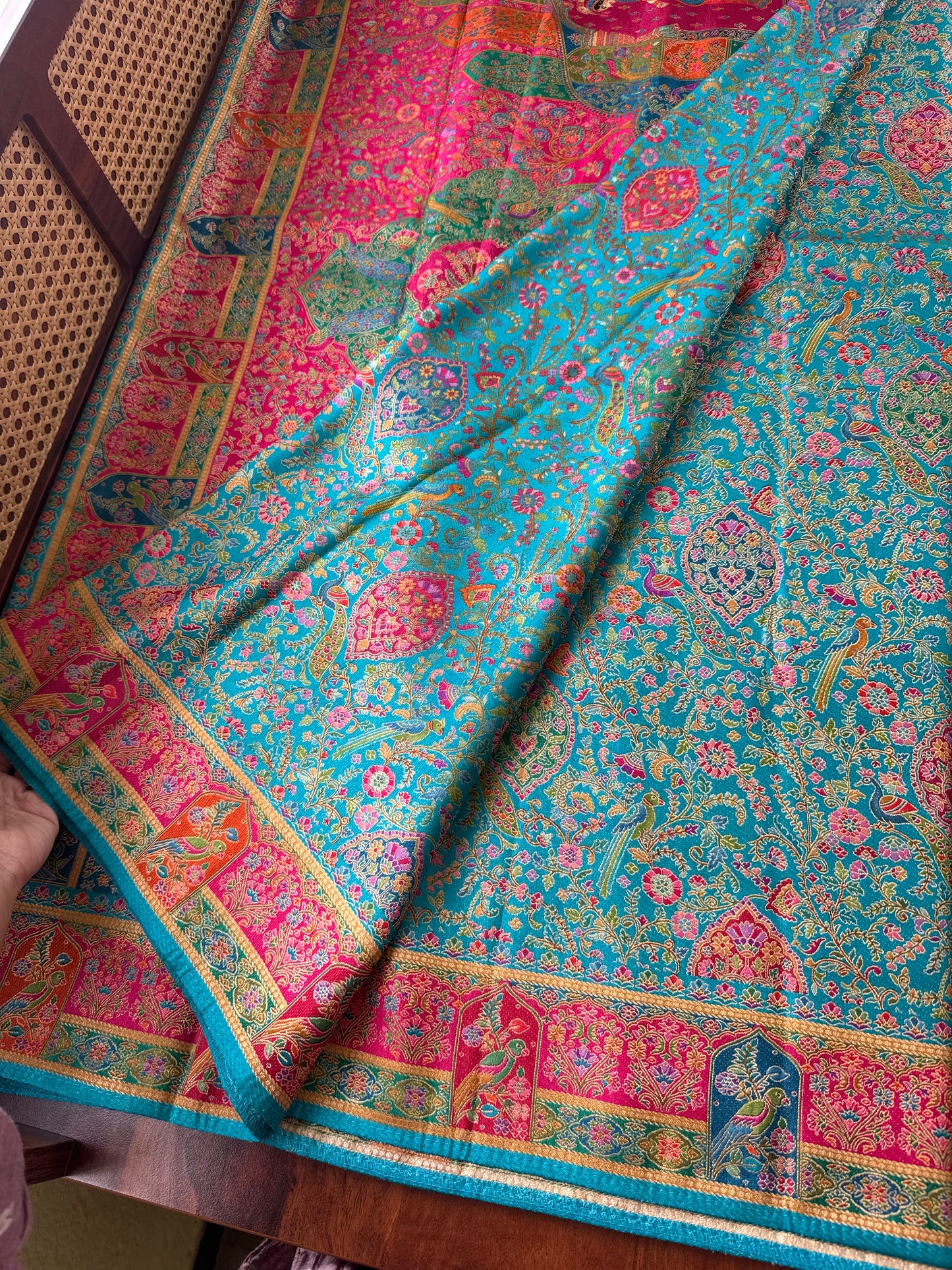 Luxe Pashmina Style Semi Silk Saree - Blue