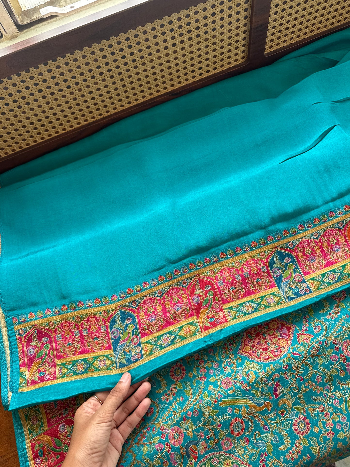 Luxe Pashmina Style Semi Silk Saree - Blue