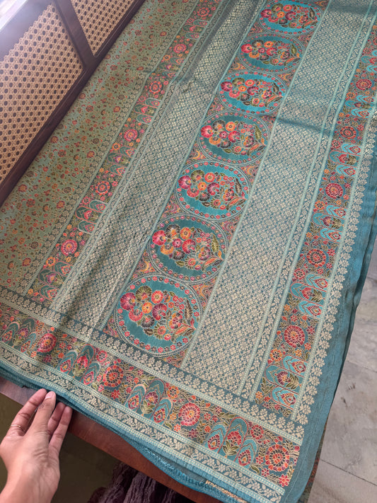 Luxe Pashmina Style Semi Silk Saree - Blue