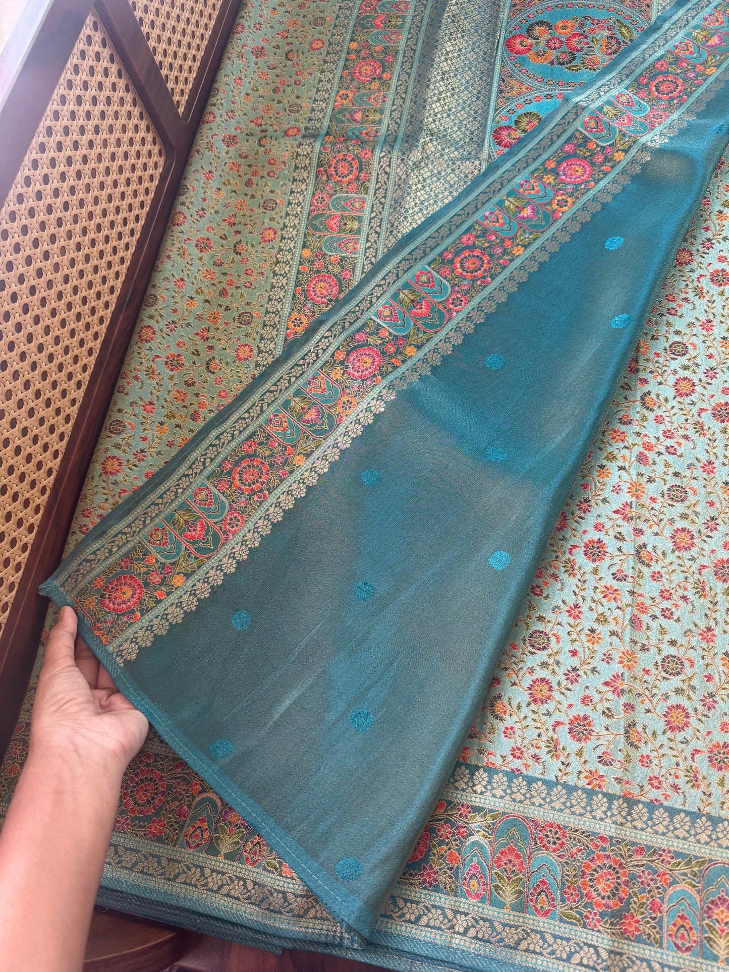 Luxe Pashmina Style Semi Silk Saree - Blue