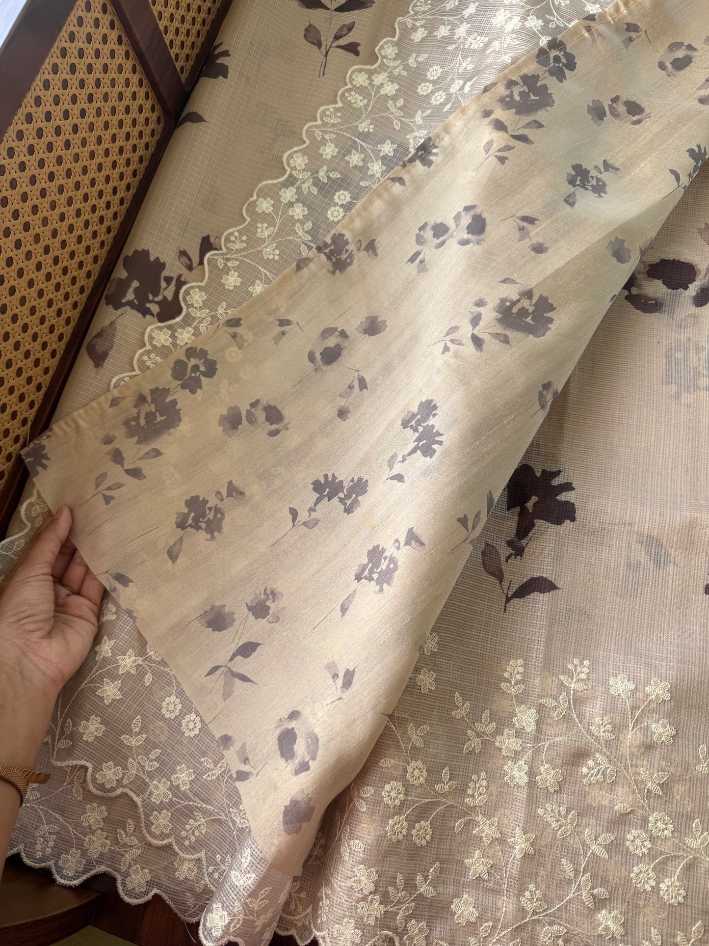Soft Kota Saree - Beige
