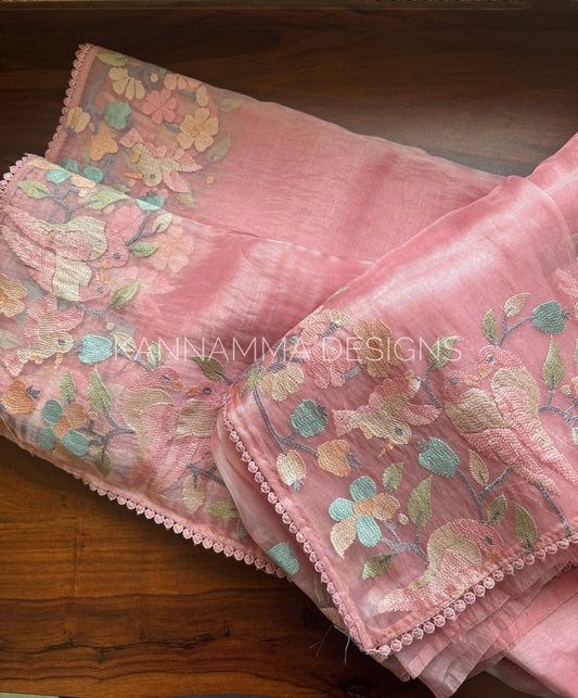 Tissue Organza Saree - Pink
