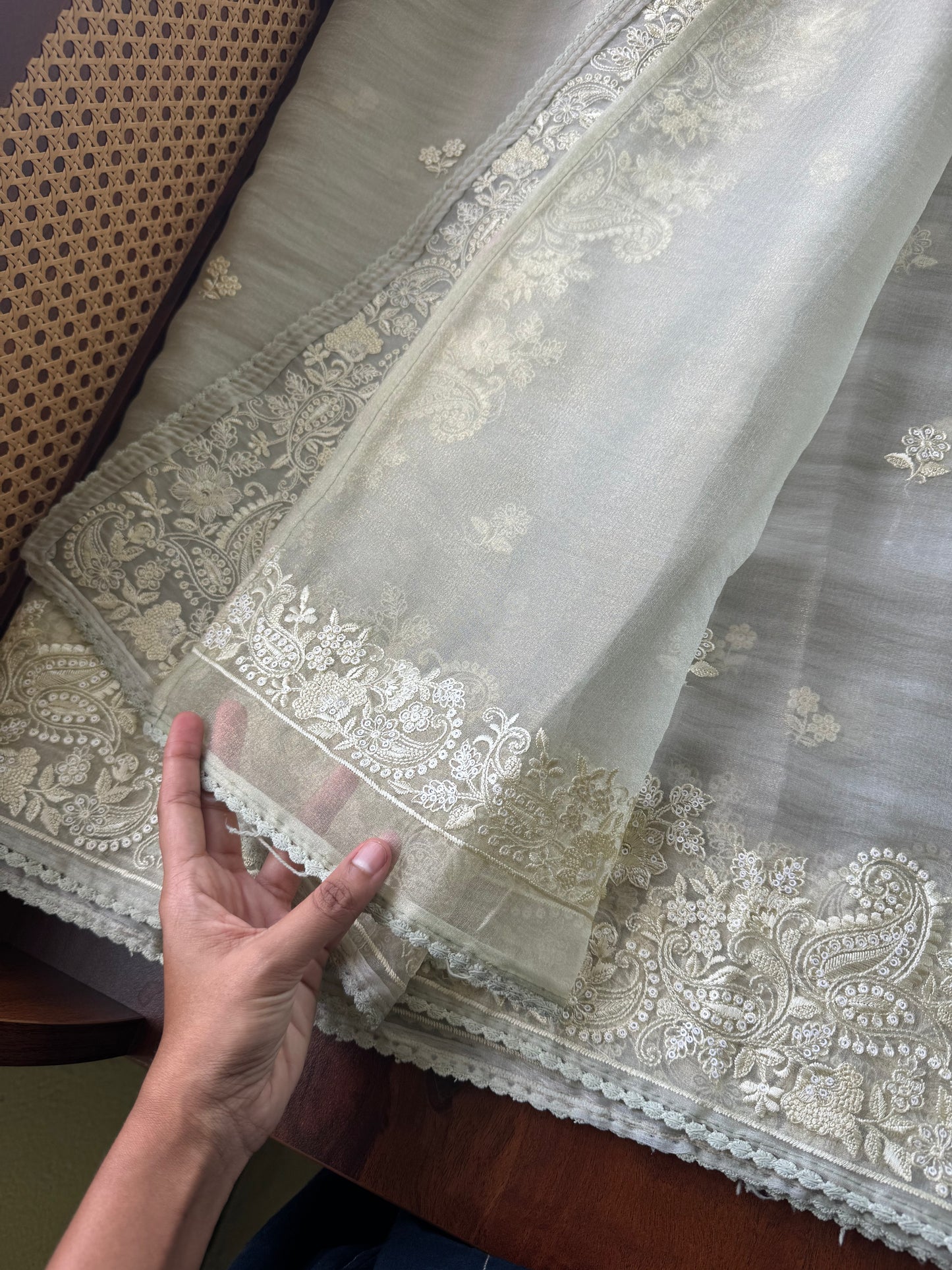 Tissue Organza Saree - Grey
