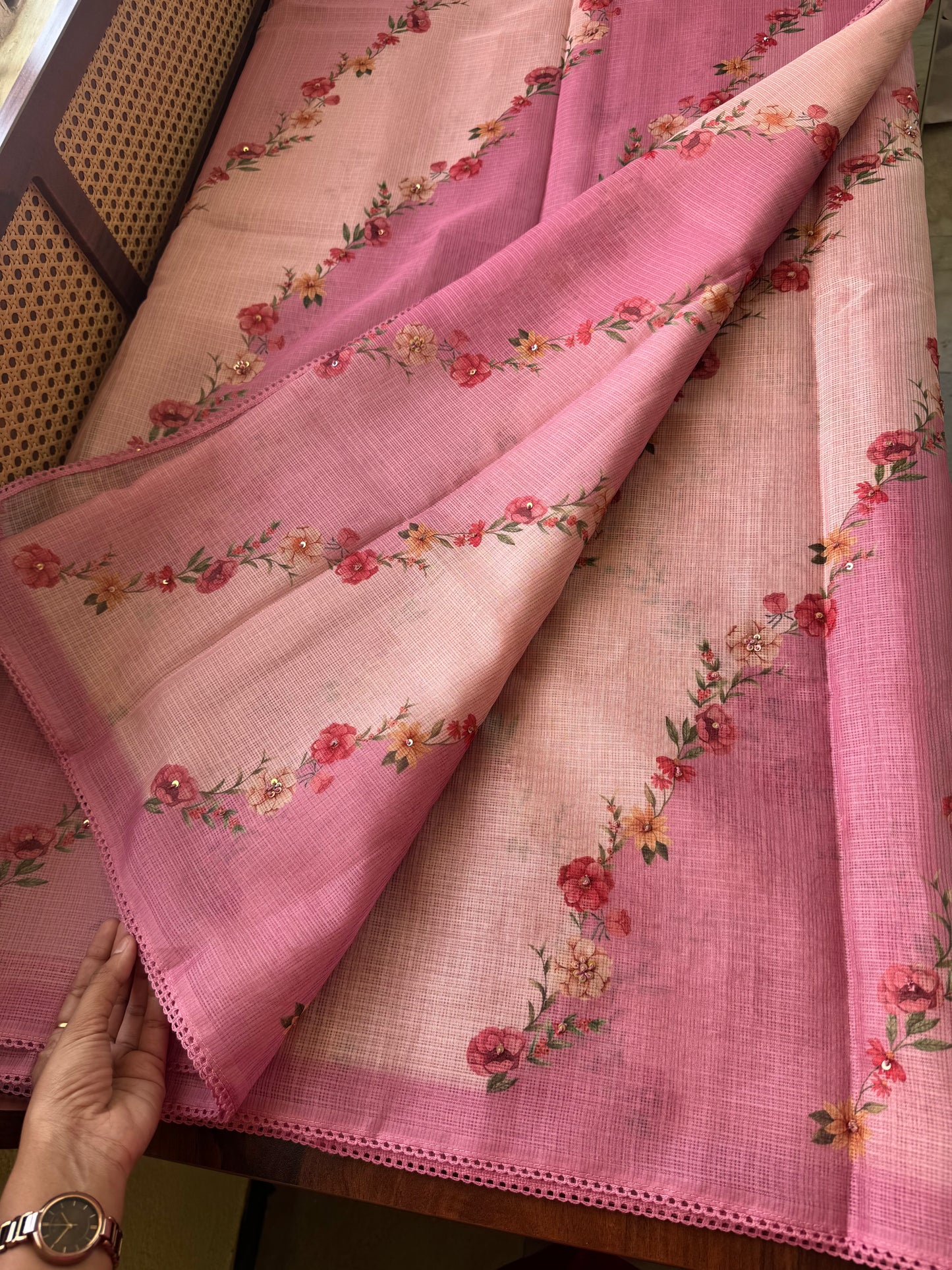 Soft Printed Kota Saree - Pink
