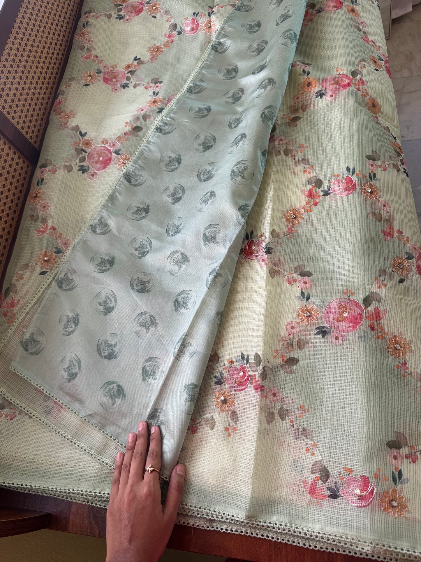 Soft Printed Kota Saree - Green