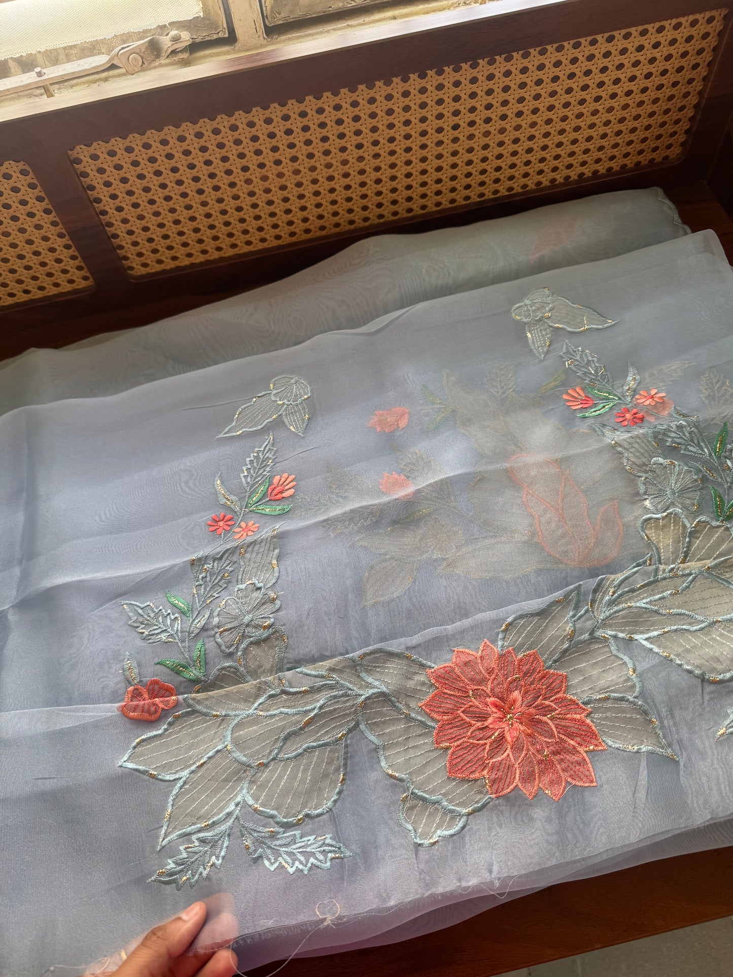 Designer Tissue Organza Saree - Blue