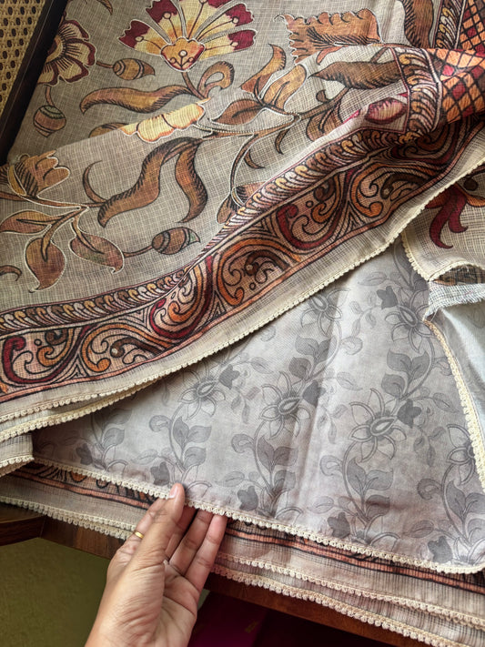 Soft Printed Kota Saree - Grey