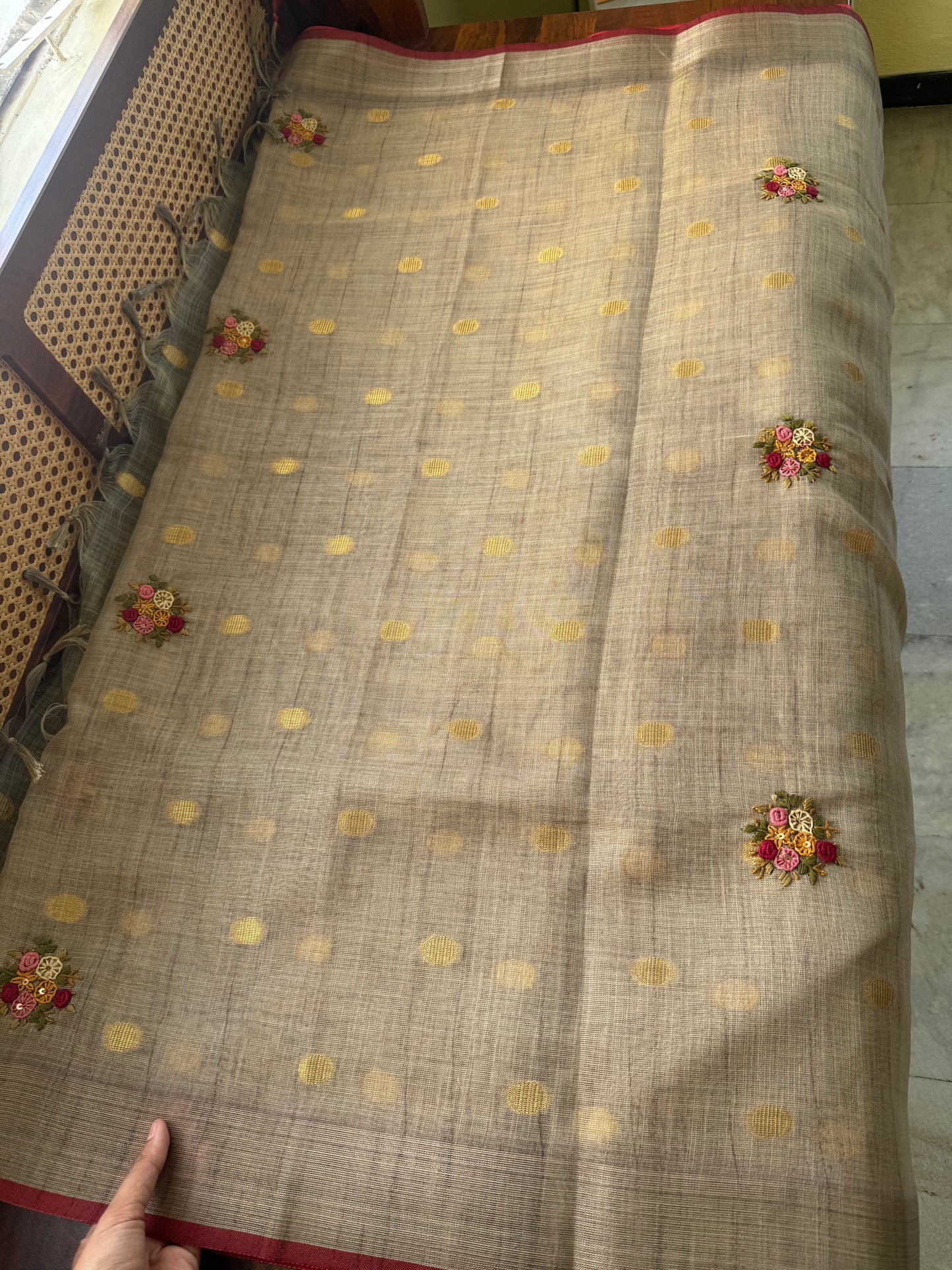Premium Tissue Linen Sarees - Grey