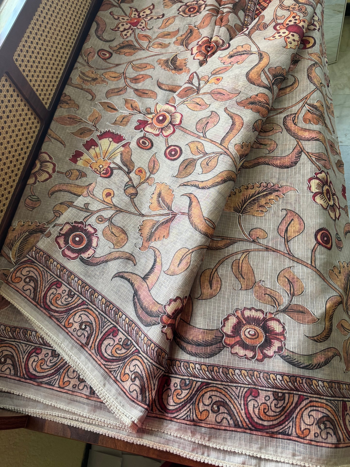 Soft Printed Kota Saree - Grey