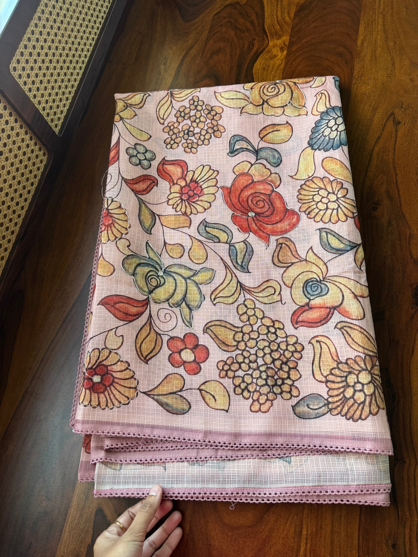 Soft Printed Kota Saree - Pastel Pink