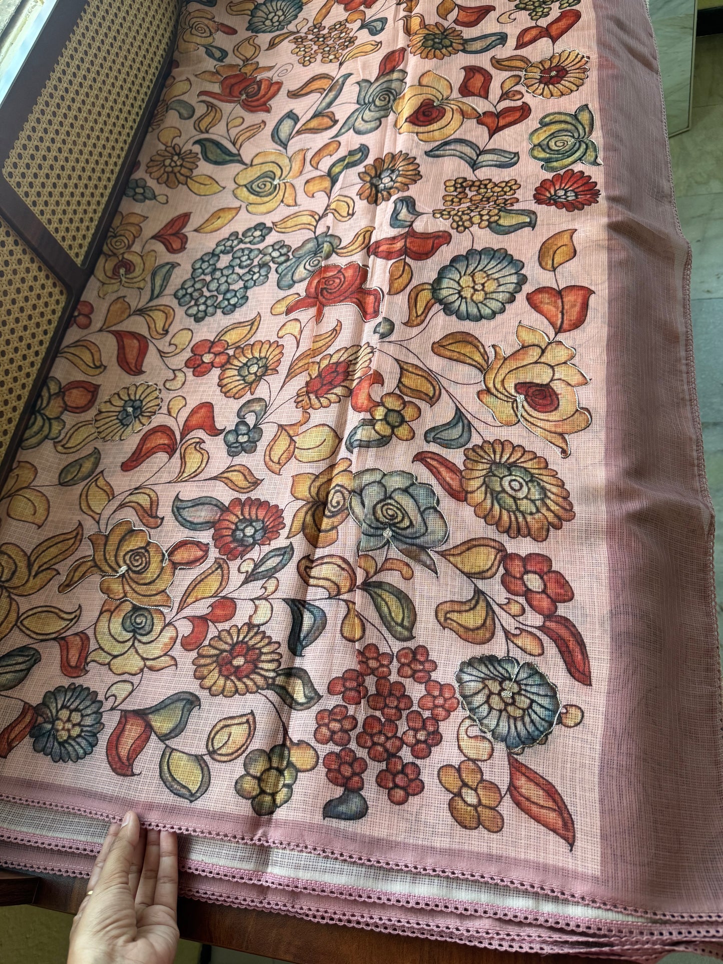 Soft Printed Kota Saree - Pastel Pink