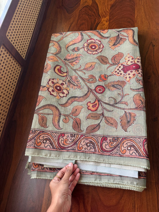 Soft Printed Kota Saree - Pastel Green