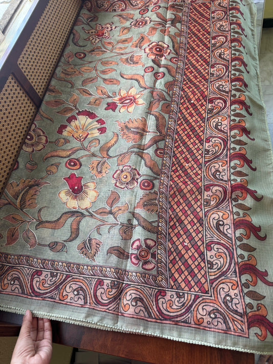 Soft Printed Kota Saree - Pastel Green