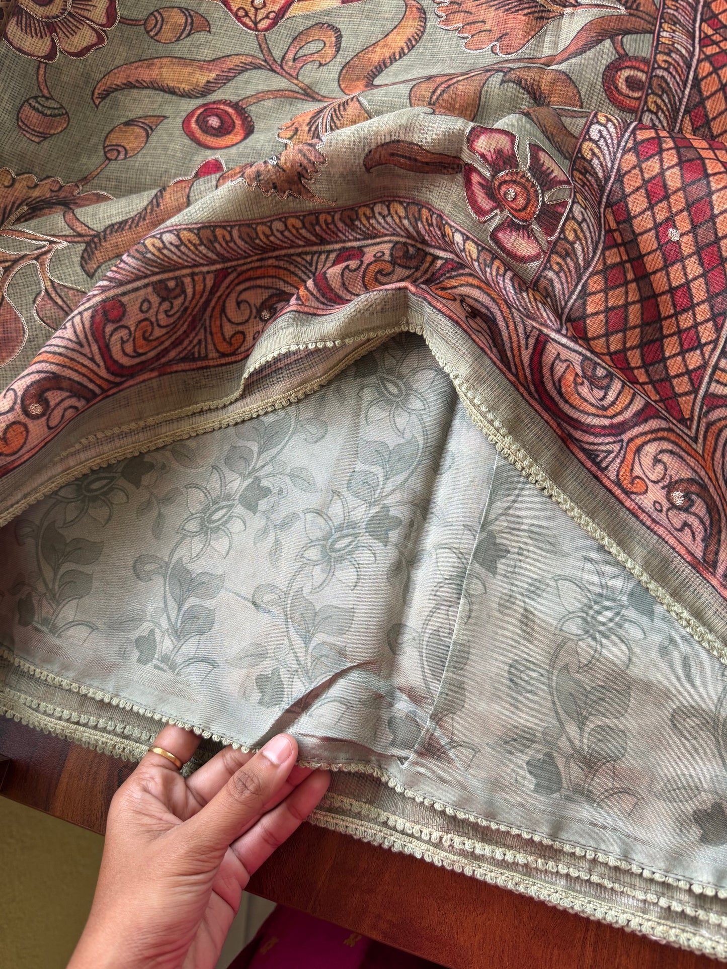 Soft Printed Kota Saree - Pastel Green