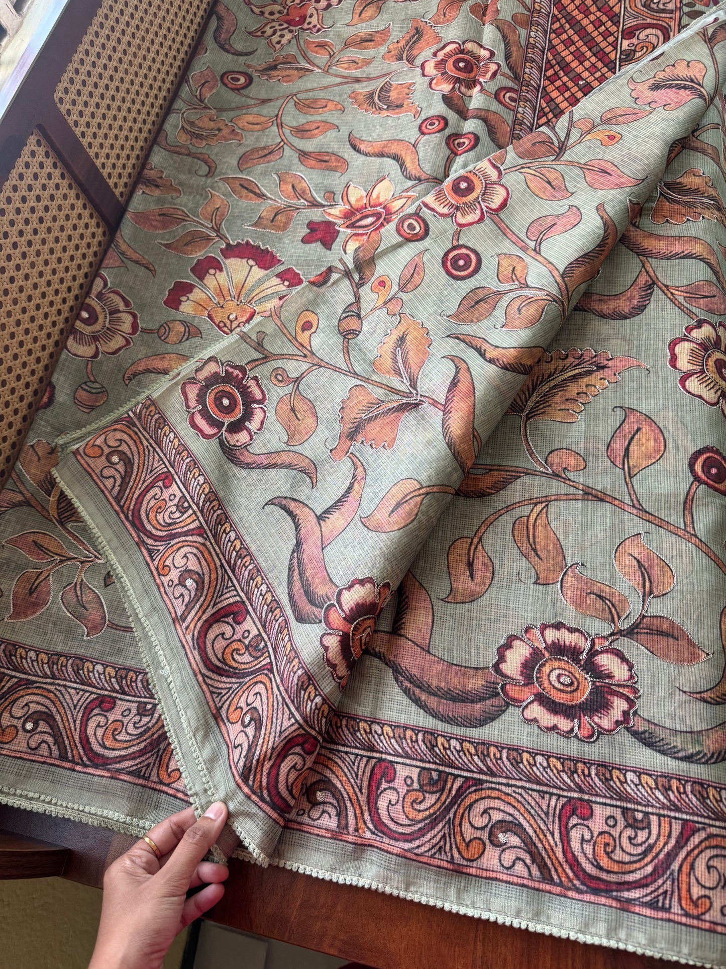 Soft Printed Kota Saree - Pastel Green