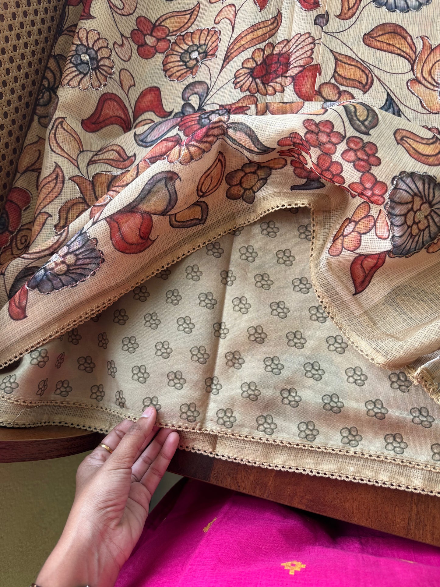 Soft Printed Kota Saree - Pastel Yellow