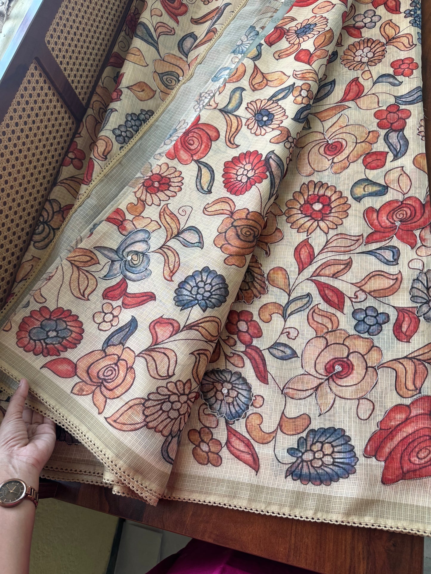 Soft Printed Kota Saree - Pastel Yellow