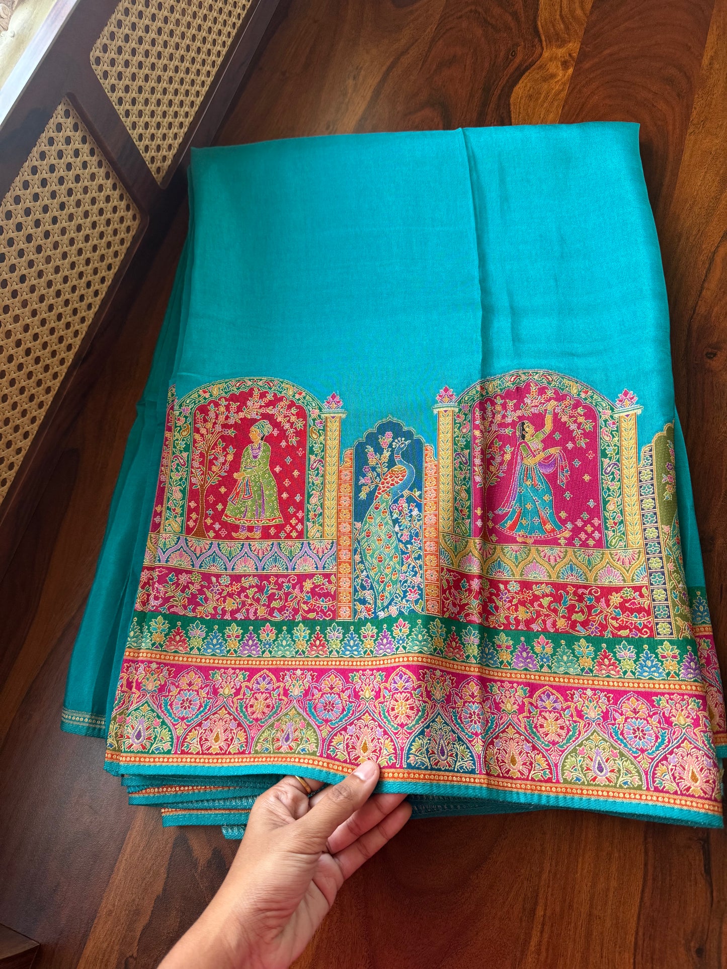 Luxe Pashmina Style Semi Silk Saree - Blue