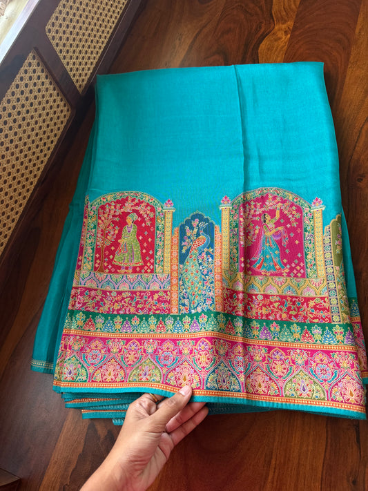 Luxe Pashmina Style Semi Silk Saree - Blue