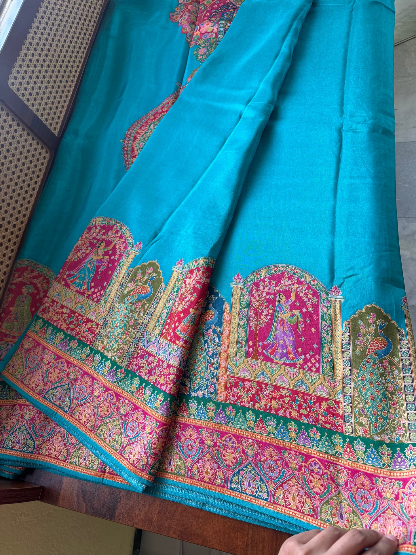 Luxe Pashmina Style Semi Silk Saree - Blue