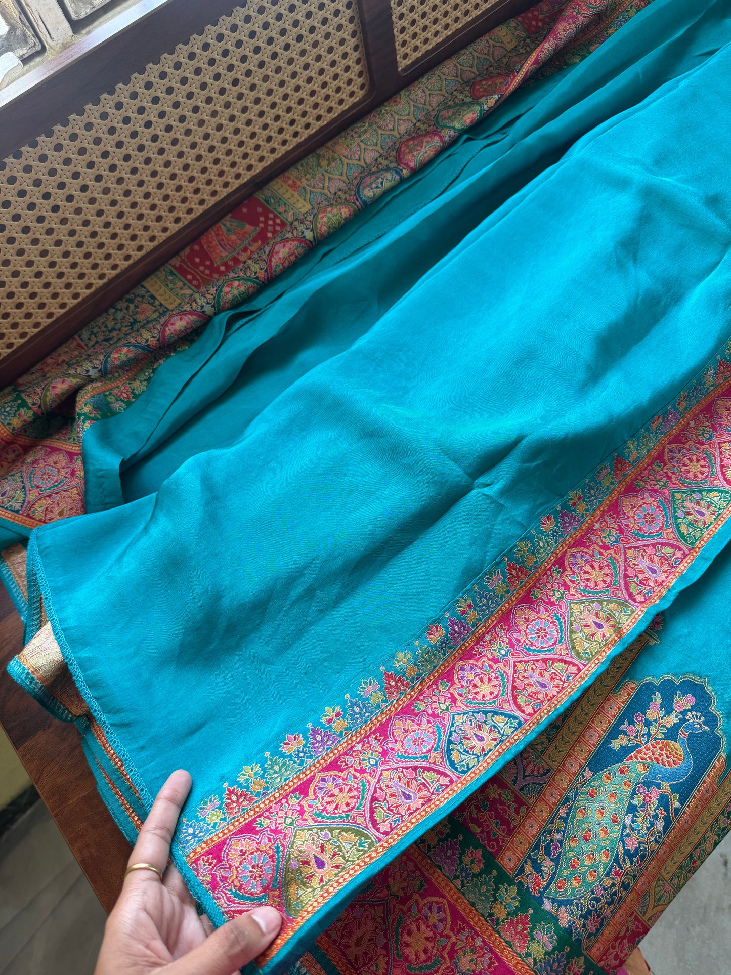 Luxe Pashmina Style Semi Silk Saree - Blue