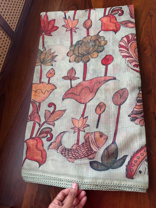 Soft Printed Kota Saree - Pastel Green
