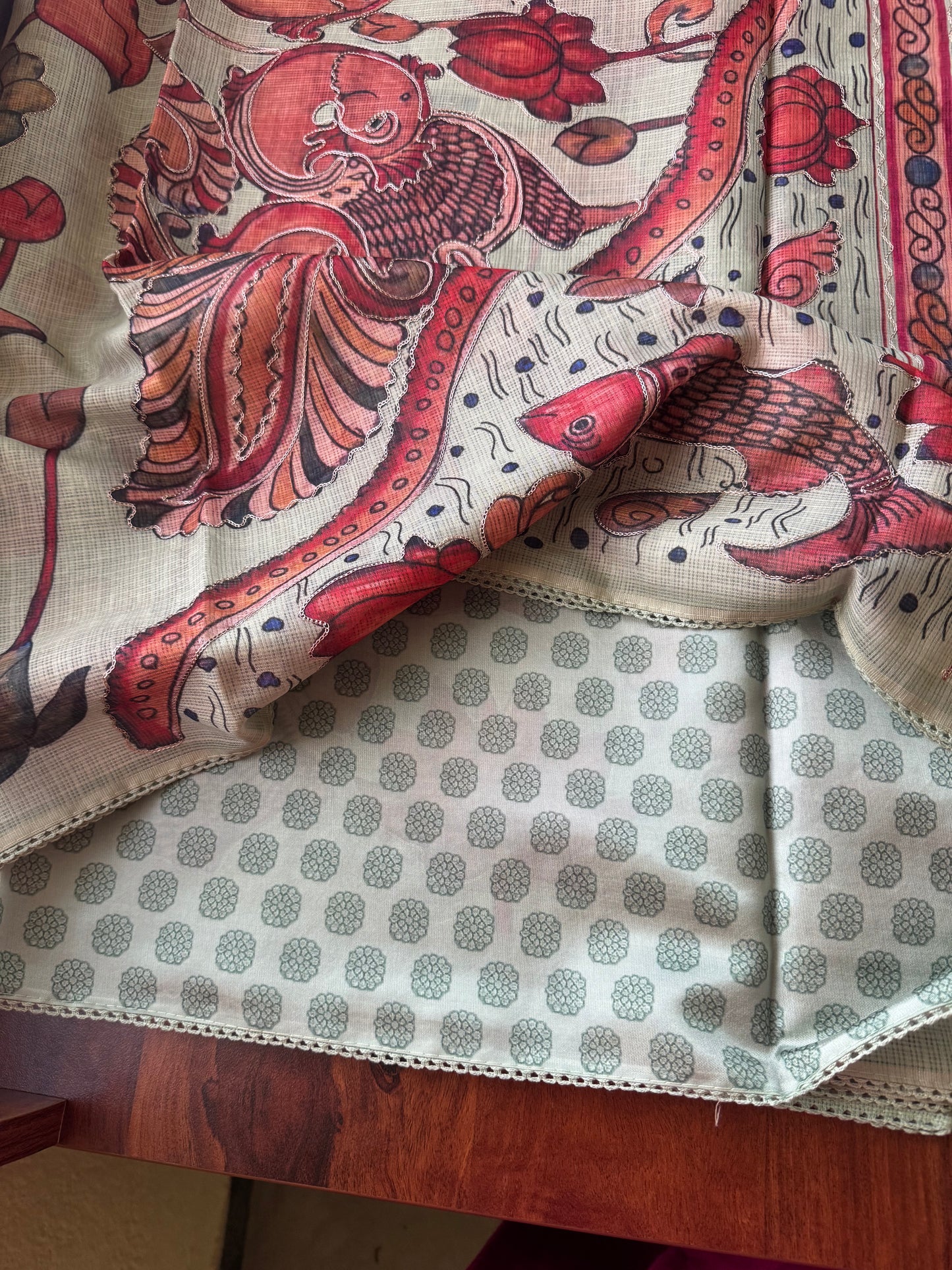 Soft Printed Kota Saree - Pastel Green