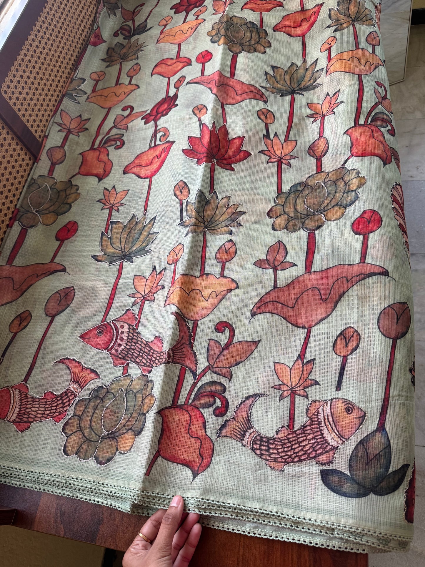 Soft Printed Kota Saree - Pastel Green