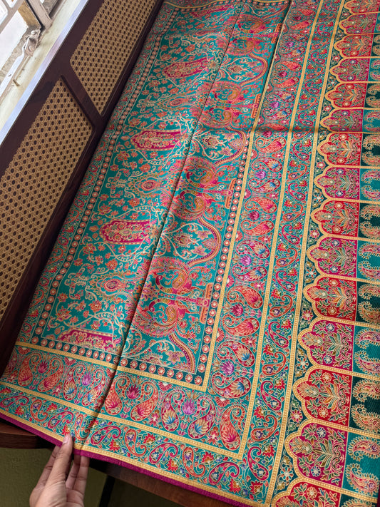 Luxe Pashmina Style Semi Silk Saree - Purple