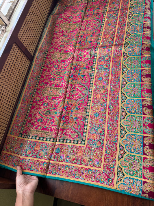 Luxe Pashmina Style Semi Silk Saree - Blue