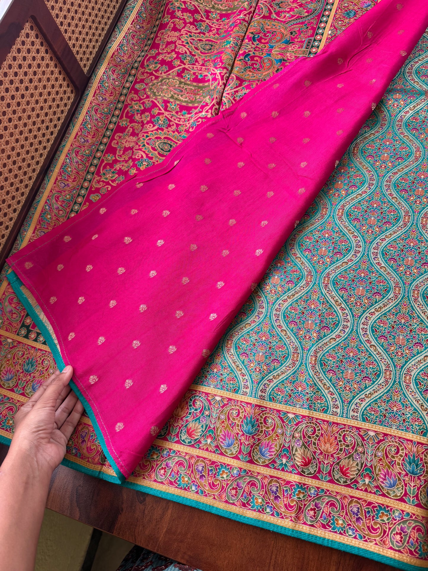 Luxe Pashmina Style Semi Silk Saree - Blue