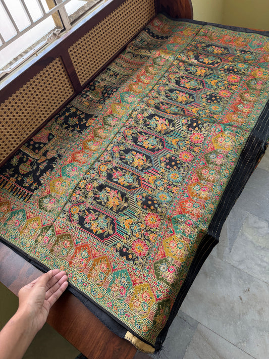 Luxe Pashmina Style Semi Silk Saree - Black