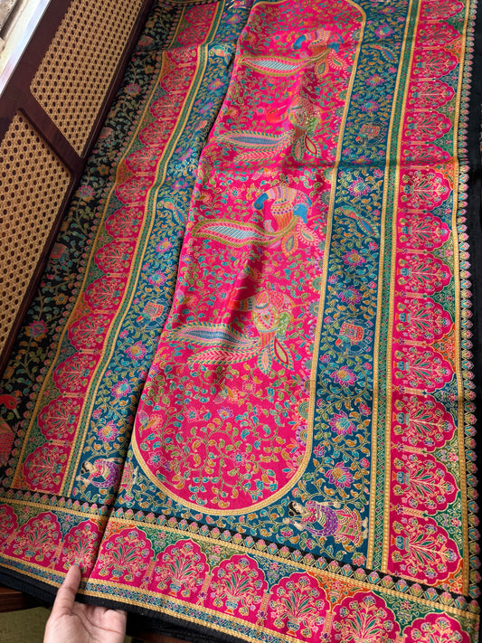 Luxe Pashmina Style Semi Silk Saree - Black