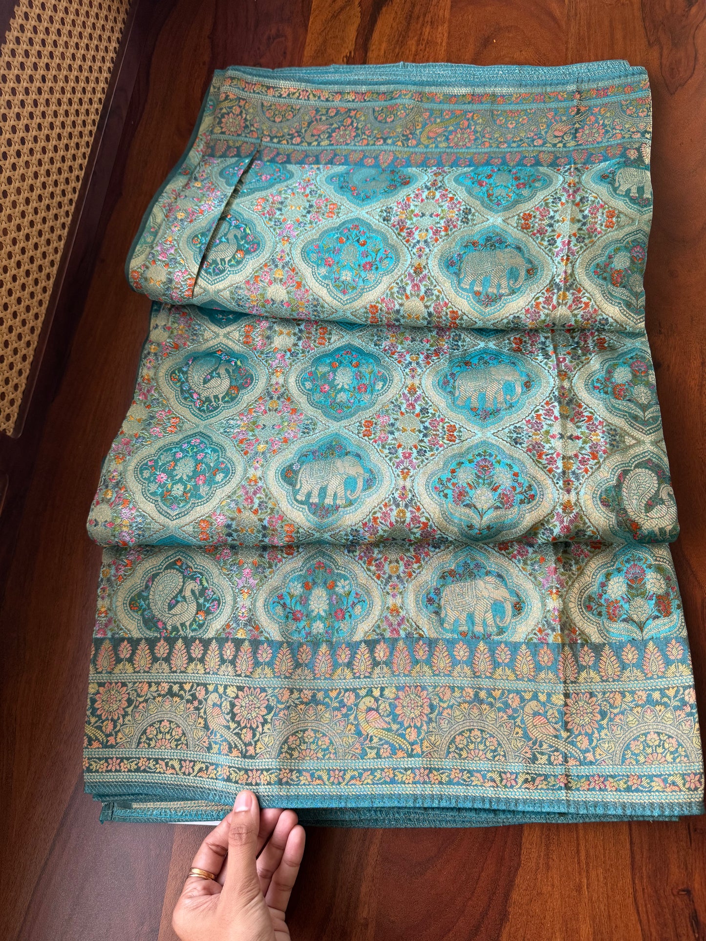 Luxe Pashmina Style Semi Silk Saree - Blue