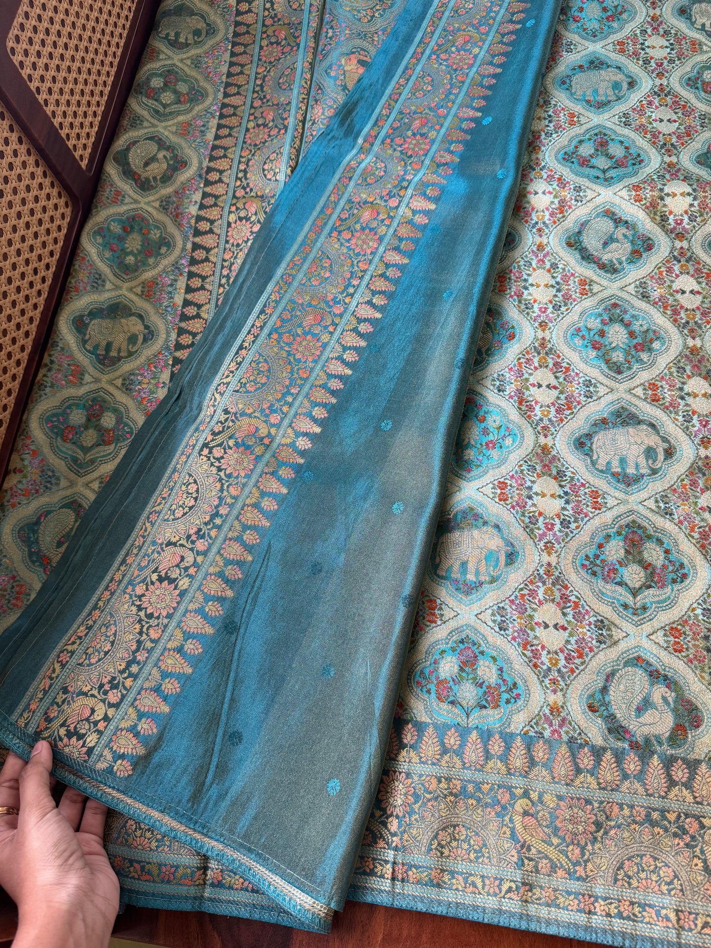 Luxe Pashmina Style Semi Silk Saree - Blue