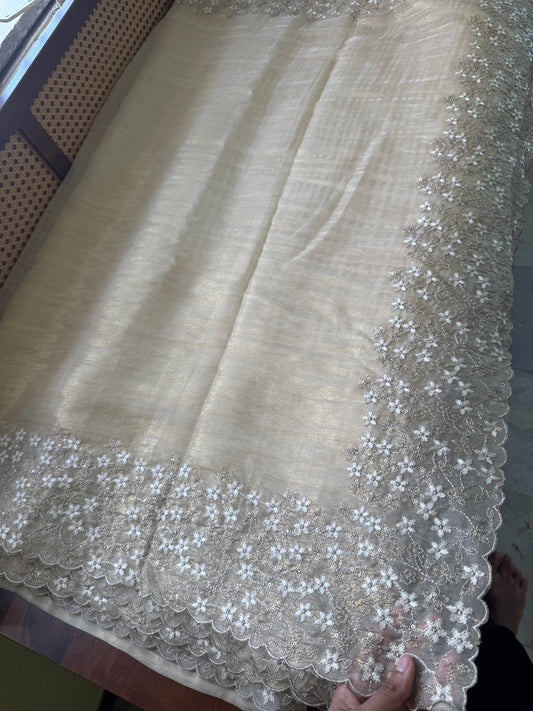 Delicate Tissue Organza Saree - Subtle Gold