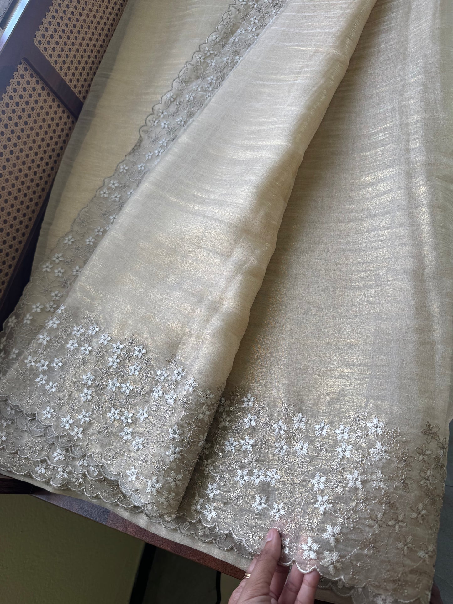 Delicate Tissue Organza Saree - Subtle Gold
